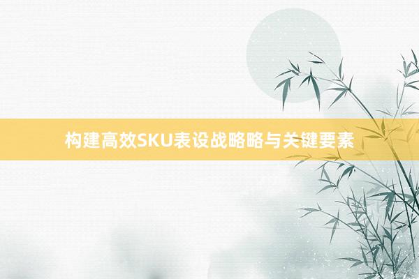 构建高效SKU表设战略略与关键要素